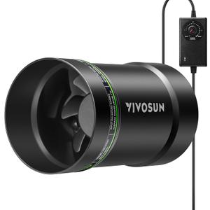 VIVOSUN 4" Inline Exhaust Fan & Speed Controller, Low Noise Workshop 130 CFM Duct Fan for HVAC Ventilation, Vent Booster Fan in Grow Tents, Basements, Bathrooms, Kitchens, Attics and 3D Printer