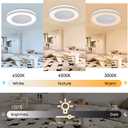 Smart Low Profle Ceiling Fans with 3-Dimmable Light Remote/APP Control, 20" Bladeless Ceiling Fans with 6 Speeds, Timer, Quiet DC Motor, Ceiling Fan with Light for Kids Bedroom/Living Room