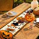 2 x Boo Ghost Halloween Table Runner - 13"72" Plaid Halloween Table Runner with Ghost Pumpkin Black Cat Bat for Fall Festive Decor, Seasonal Fall Decorations for Home Dining Room Kitchen Party