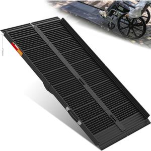 VNN Portable Wheelchair Ramp 5FT, Black Seamless Non-Slip Aluminum Folding Handicap Ramp, Door Threshold Wheelchair Ramps for Home, Wheel Chair Ramp for Home Steps, Doorways, 5FT (Usable Height 5-15 inch)
