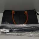 LOVEVOOK Laptop Tote Bag for Women, 15.6 Inch Large Capacity Vintage Leather Work Computer Bag, Business Casual Shoulder Handbag, Black & Brown