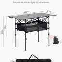VEVOR Folding Camping Table, Portable Roll Up Side Tables, Lightweight Aluminum Beach Table for Outdoor BBQ Tailgating Picnic, Travel (47 inch-Black)