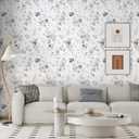 Blue Floral Wallpaper Peel and Stick Wallpaper 17.3"197" Boho Flower Removable Self Adhesive Wall Paper for Bedroom Floral Contact Paper for Cabinets Furniture Watercolor Decor Waterproof Vinyl Film