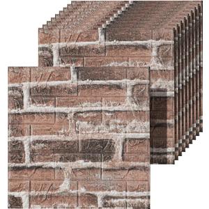 40 PCS 3D Wall Panels Peel and Stick Faux Foam 11.8"*11.8" Red Brick Color Brick Wallpaper for Walls 3D Wall Tiles Faux Brick Paneling Self-Adhesive Wallpaper for DIY Interior Wall Decor