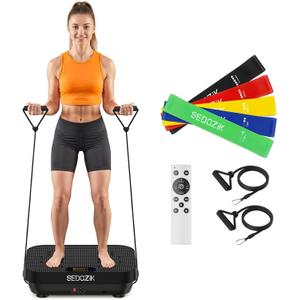 SEDOZIK Vibration Plate Exercise Machine, Vibration Plate for Lymphatic Drainage Weight Loss, Vibrating Plate Workout Equipment with Resistance Bands Bluetooth for Home Women Men