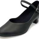 So Danca - Celine Character Shoes, 1.5" Heel, Leather Sole, Dance Shoes for Women, Ballroom, Salsa, Tango - Celine CH50 (Black 9 1/2)