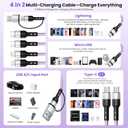 Dual Type-C 4-in2 Multi Charging Cable 5FT, Travel Essential for Airplane & Cruise Trips, USB A/C to Dual USB C/IP/Micro USB, Compatible for iPhone 17-8, Android, iPad, Galaxy, Tablet