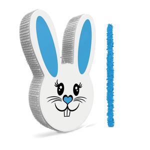 Boy Easter Bunny Piñata Set with small stick and confetti bag - 17”x10”x 3” Perfect for Easter Celebration, Bunny Theme Parties, Party Decor, and more