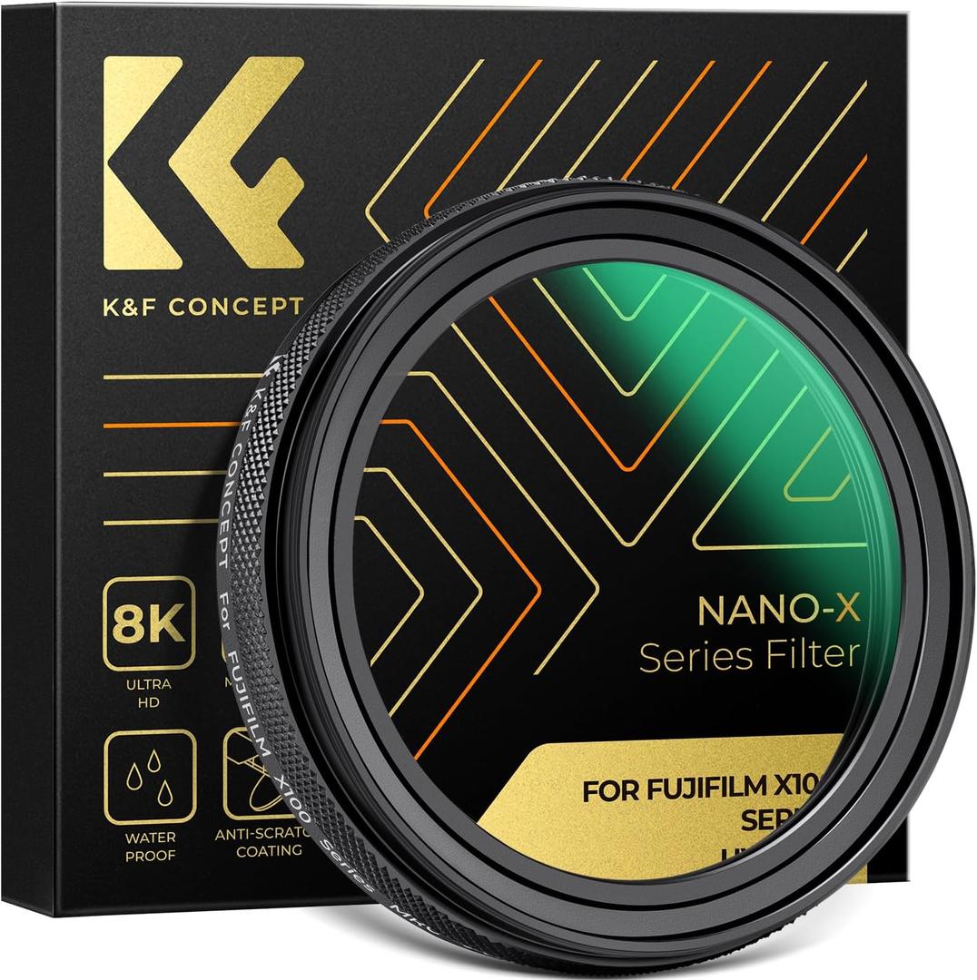K&F Concept MC UV (Black Frame), Camera Lens Protection Filter for Fujifilm X100 Series -X100/ X100F/ X100S/ X100T/ X100V/ X100VI, 28 Multi-Coatings Waterproof HD Optical Glass UV Filter