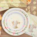 Easter Paper Plates and Napkins-168PCS Easter Dinnerware Bunny Party Supplies includes Paper Plates and Napkins Disposable Serve 24 for Baby Shower Spring Picnic Birthday Party Decorations (9 inch/7 inch)