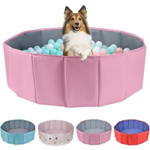 Dog Ball Pit, Foldable Balls Pit for Dogs, Balls Pit for Dog, Ball Pit for All Types of Dogs, Suitable for Indoor and Outdoor Activities (39.37inches in Diameter,Pink,No Ball Included) (Medium)