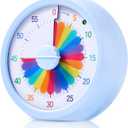 Visual Timer, 60-Minute Countdown Timer for Kids and Adults with Adjustable Volume, Rainbow Design Time Management Tools with Silent Operation, Suitable for Classroom, Office and Home (Blue)