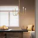 5 Light Farmhouse Brass Chandelier Light Fixture, Modern Pendant Lighting for Kitchen, Dining & Living Room, Brushed Gold Finished
