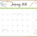 Desk Calendar 2026 with Desk Mat  22" x 17" Large Desk Pad Calendar Runs from January 2026 to June 2027, Floral Design Desktop Calendar for Home, Office (Brown)