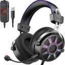 FIFINE Wired Open Back Gaming Headset, Open Acoustic Audio, Breathable Mesh Fabric, 7.1 Surround Sound, Vibrant RGB, USB Control Box, Over-Ear Headphone with Mic for PC, PS5/PS4, Laptop, Mac - H19BP