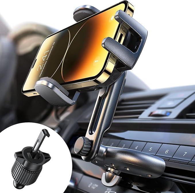 LISEN CD Phone Holder for Car iPhone 17 Adjustable CD Slot Phone Mount Holder Sturdy Cell Phones Holders for Your Car Accessories for Samsung Galaxy S25 S24 iPhone 16 15 Pro Max All Phones