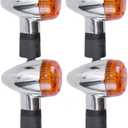 12V Motorcycle Turn Signal Lights Front Rear Blinker Indicator Light Amber Chrome Bullet(4 PCS)