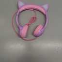 Kids Headphones, Safe 85db Volume Control Light Up Cat Ear Headphones for iPad Fire Tablet Kindle, On-Ear LED Children Headphones for School Learning Travel - Purple/Pink