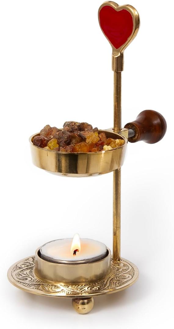 Heart-Shaped Incense Burner for Charcoal & Candles  Romantic Red Resin Holder for Home Fragrance, Aromatherapy & Gifts  Adjustable Design for Meditation & Spiritual Dcor (Gold)