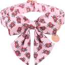 Mothers Dog Collar with Bow Tie, Cute Cotton Girl Dog Collar, Adorable Pink Bowtie Collars for Puppy Girl Dogs or Cat, Female Dogs Collars with Metal Buckle, S