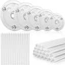 KISEER 5 Pieces Cake Separator Plates Stands with 24 Pieces Plastic Cake Dowels Rods and 15 Pieces Clear Cake Sticks Support Stacking for 4 6 8 10 12 Inch Tiered Cakes