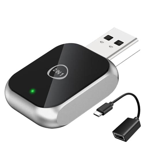 Android Auto Wireless Adapter Carplay - 2 in 1 Wireless Android Auto Car Adapter & Car Play, Stable Control No Delay [2026 Upgraded] Silver
