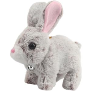A-SZCXTOP Easter Hopping Rabbit Electronic Interactive Pet Plush Bunny Toy with Sounds Movements Animated Walking Wiggle Ears Twitch Nose for Toddlers Kids (Brown)