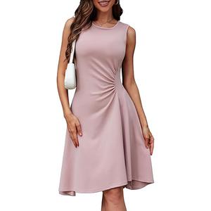 DRESSTELLS Cocktail Dresses for Women 2025 Semi Formal Wedding Guest Bridesmaid Aline Ruched Holiday Fit Flare Evening Party Dress Blush M