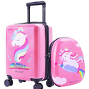 iPlay, iLearn Unicorn Kids Luggage, Girls Carry on Suitcase, 18" Hardside Travel Luggage Set W/Backpack, Toddler Rolling Luggage W/ 4 Spinner