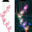 Flamingo Solar Wind Chime Light for Outdoor Decor  Waterproof Solar-Powered Wind Chime with 6 Color-Changing LED Flamingo Lights, Decorative Lights for Holiday Housewarming - Unique Gifts for Her