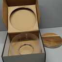 Large Glass Salad Bowl with Lid Set, 5.7 L Decorative Glass Mixing Bowl, Trifle and Serving Bowls with Lids as Cheese Charcuterie Board and Plate, Comes with Wood Serving Utensils