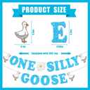 7 x One Silly Goose Banner, 1st Birthday Decorations for Boy, Silly Goose Baby Shower Decorations, Farm Animal First Birthday Sign (Blue)