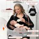 Nursing Pillow for Standing/Sitting Use- Springy Memory Foam for Support & Comfort, Large Breast Feeding Pillow - Safety Fence, Adjustable Waist Belt and Support Backrest, Removable Cover with Pocket