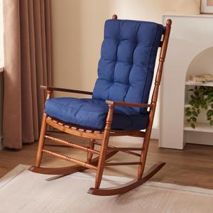 Rocking Chair Cushion Set, Waterproof and Fade-Resistant Patio Chair Cushions, Tufted Chair Pads for Rocker Furniture, 17x17 Inch, Indoor/Outdoor Seat Cushions with Ties, Navy Blue