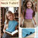 YooAurvox 3 Pack Girls Shirts Summer Cap Sleeve Fashion Mock Turtleneck Tops Kids Loose Fit Casual 2026 Trend Tees 5-14 Y(11-12 Years,Sky Blue, Lavender, Coffee)