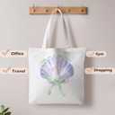 Beach Ocean Tote Bags, Summer Gifts for Women, Summer Preppy Seashell Shopping Bags, Beach Ocean Room Decor (Green Bowknot)