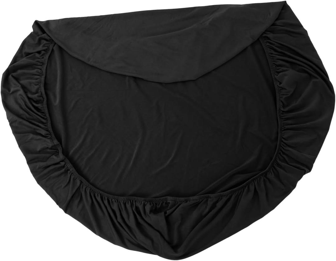 Veemoon Elastic Square Table Cover Stretch Fitted Polyester Tablecloth for Outdoor Picnic Garden and Market Stalls Non-Slip Square Tablecloth in Solid Color for Home and Party Decoration (Black)