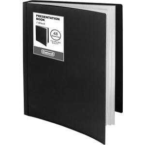 Dunwell Presentation Binder 48-Pocket, Displays 96 Pages, 8.5x11 Portfolio Binder with Plastic Sleeves, Storage and Organizer for Documents, Photos, Kids Artwork, Projects, Recipes (Black)