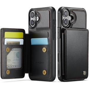 Vinich for iPhone 17 Wallet Case with Card Holder, RFID Blocking Credit Slots Kickstand Shockproof Phone Cover Fit for iPhone 17 6.3" Black