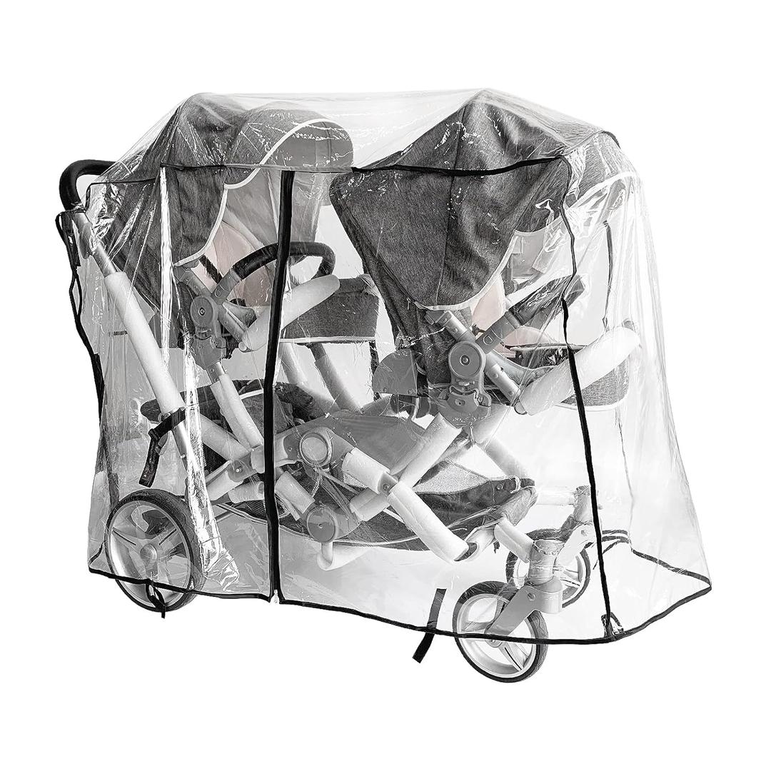 Double Stroller Rain Cover, Rain Cover for Double Tandem Stroller, Big Size Universal Rain and Wind Cover