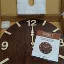 Orbit Original Design Modern Minimalist Mid Century Style Silent, 3D Walnut Wood Clock face for Home, Living Room, Kitchen, Office, Handcrafted, Non-Printed, No Sticker