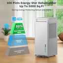 5000 Sq.Ft Energy Star Most Efficient 2024 Dehumidifier,DECIUU Max 100 Pint Dehumidifier for Basement with Drain Hose,Intelligent Humidity Control for Home Bathroom Garage Bedroom