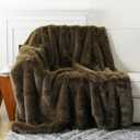 BATTILO HOME Luxury Fluffy Olive Green Faux Fur Throw Blanket, Cozy Warm Fur Blanket for Couch, Sofa, Chair, Bed, Plush Fuzzy Fur Throws with Long Pile, 60"x80"