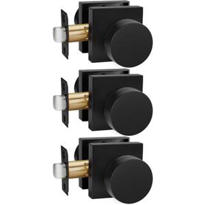 goldenwarm Passage Door Knobs Black, Zinc-Alloy Heavy Duty Closet Door Knobs, Contemporary Matte Black Door Knob Passage, Matte Black Door Knob for Hallway(3 Pack)