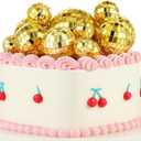 12 Pcs Disco Ball Cake Toppers, 5 Sizes Disco Ball Birthday Party Decorations Small Disco Ball Table Centerpiece Decor for 70s Disco Themed Dance Party Supplies Last Disco Party Gold