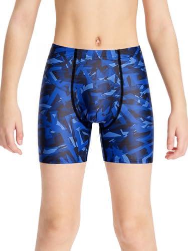 DEVOROPA Youth Boys Swim Shorts Square Leg Swimsuit Nylon Swimming Boxer Brief UPF 50+ M