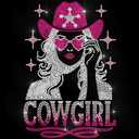 ANATTASOUL Pink Rhinestone Iron on Transfer Cowgirl Bling Diamond Hotfix Patches for Clothes, 11.6"x8.2" Large Iron On Sequin Applique for Jeans Caps Bag T-Shirts Shoes DIY Decor