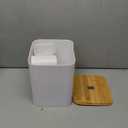 CJC 6-Pcs Bathroom Accessories Set with Bamboo Lids, Matte White Bathroom Organizer Kit, Includes Toilet Brush, Trash Can, Soap Dispenser, Soap Dish, Toothbrush Holder & Cup, Fits Minimalist Bathrooms