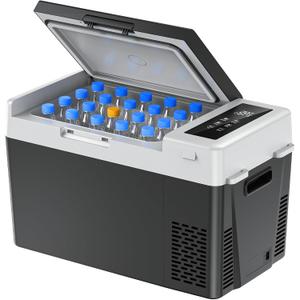 Marsail 12V Car Fridge 25QT Portable Freezer -4°F to 68°F, Compressor Cooler for Camping Travel Truck RV Home, Efficient Cooling & ECO Mode, Black