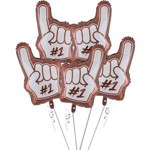 5PCS Helium No.1 Football Glove Balloon for Touchdowns or Tutus Gender Reveal Decorations, Football Party Decorations (Brown)